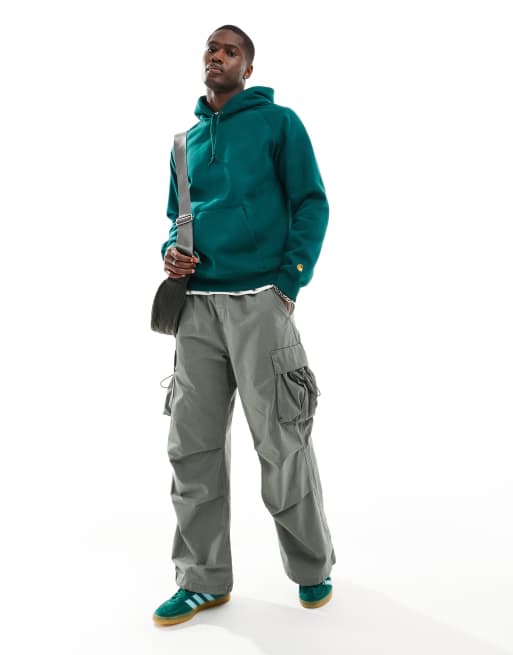 Carhartt WIP – Chase – Zielona bluza z kapturem, 4 z 4