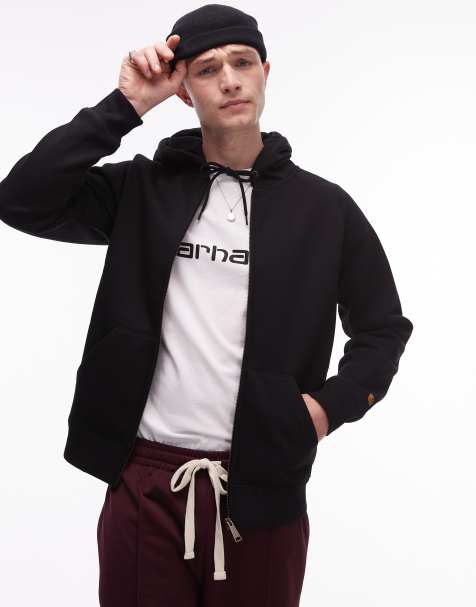Carhartt WIP chase zip up hoodie in black - view 1