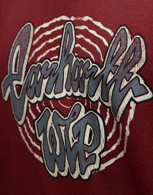 Carhartt WIP - Chedda - Mørkerød afslappet T-shirt med andeprint på ryggen, 5 af 5