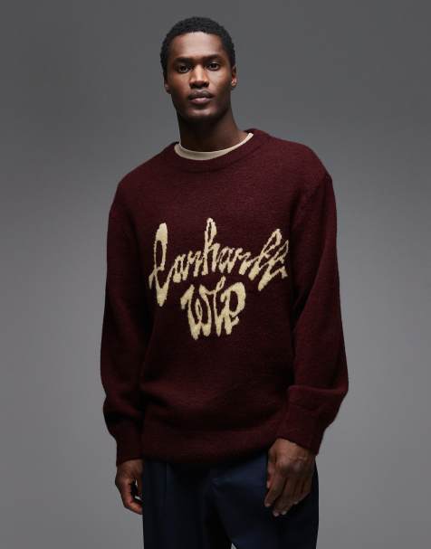 Carhartt WIP – Chedda – Strickpullover in Burgunderrot - view 1