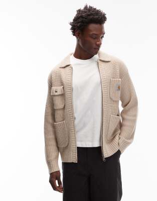 Carhartt WIP Carhartt WIP chore knitted jacket in beige-Neutral