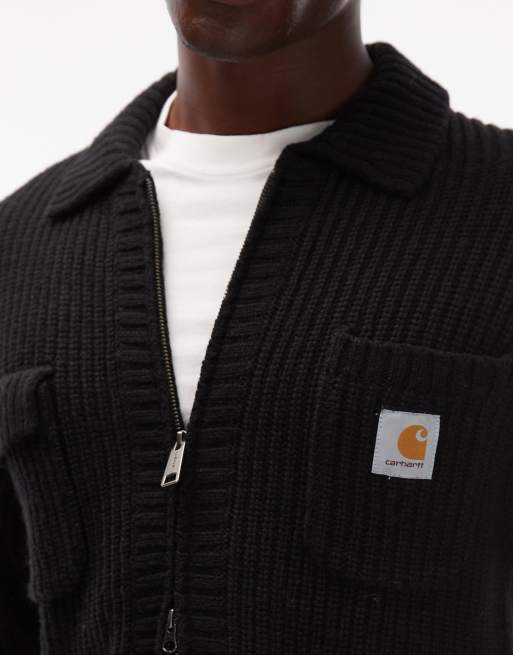 Carhartt WIP Chore knitted jacket in black, 5 of 5
