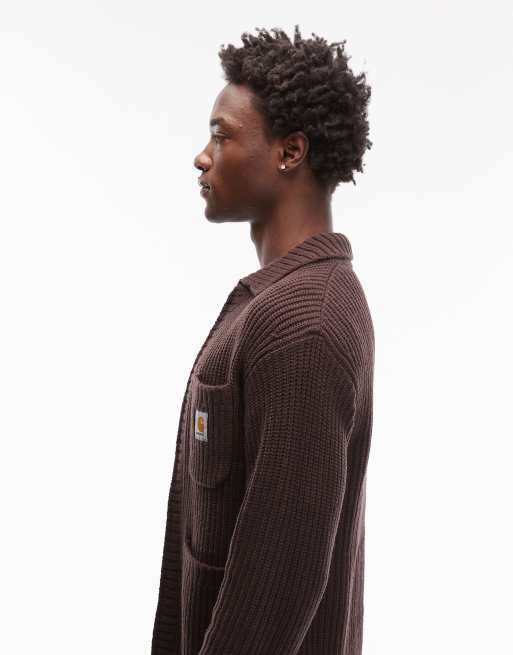 Carhartt WIP – Chore – Mörkbrun, stickad jacka, 4 av 5
