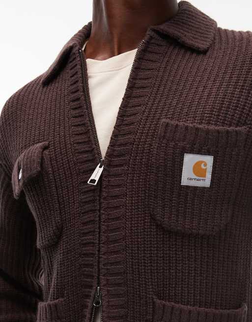 Carhartt WIP – Chore – Mörkbrun, stickad jacka, 5 av 5