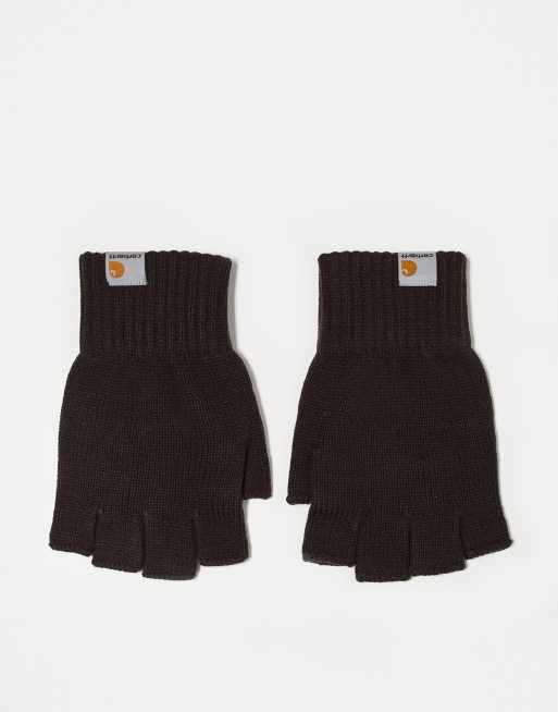Carhartt WIP – Ciemnobrązowe rękawiczki z jednym palcem