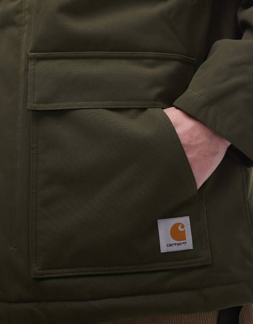 Carhartt WIP clarton parka jacket in khaki, 4 of 4