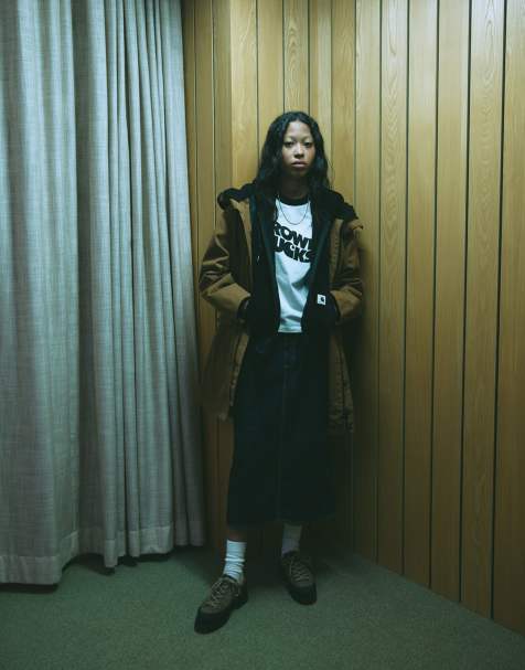 Carhartt WIP clarton parka jacket in tan - view 1
