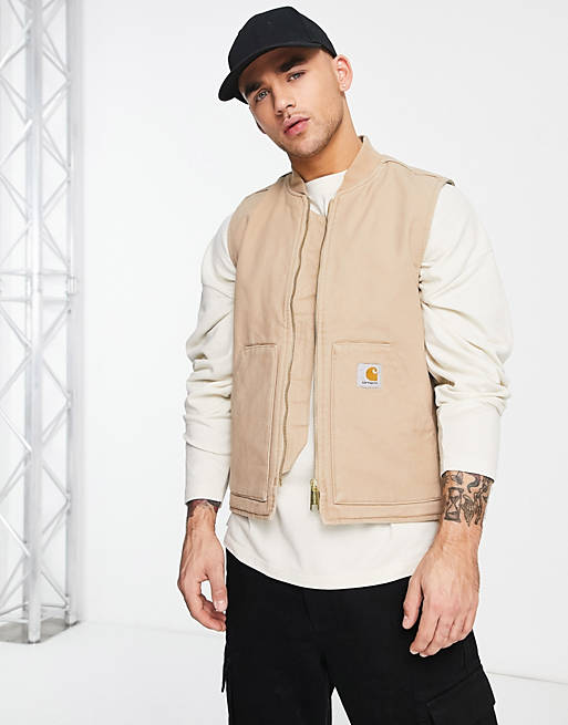 Carhartt WIP classic vest gilet in washed brown | ASOS