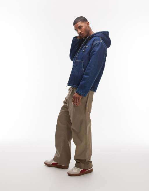 Carhartt WIP - Cleveland - Blå oversized denimjakke i stenvask med hætte og quiltet for, 2 af 5