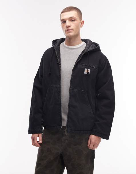 Carhartt WIP - Cleveland - Oversized denim jack met capuchon in zwarte stonewash met doorgestikte voering - view 1
