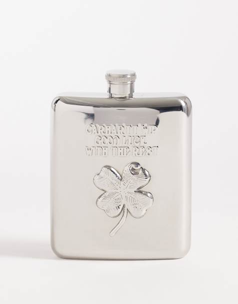 Carhartt WIP clover hip flask in stainless steel - view 1