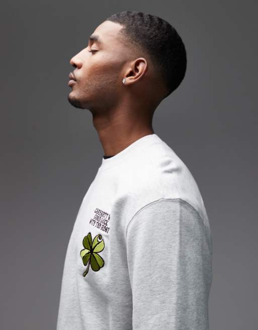 Carhartt WIP clover pullover sweatshirt in grey, 4 of 5