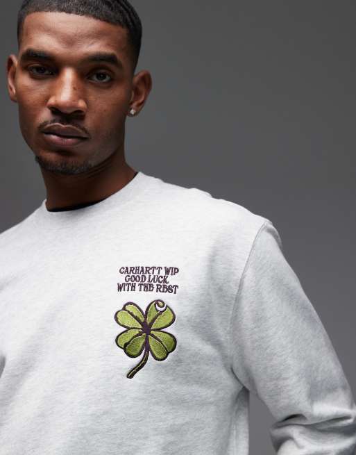 Carhartt WIP clover pullover sweatshirt in grey, 5 of 5