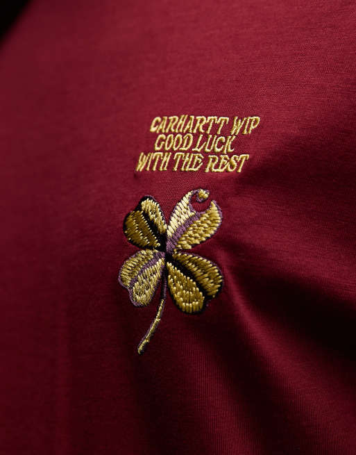 Carhartt WIP clover t-shirt in burgundy, 4 of 4