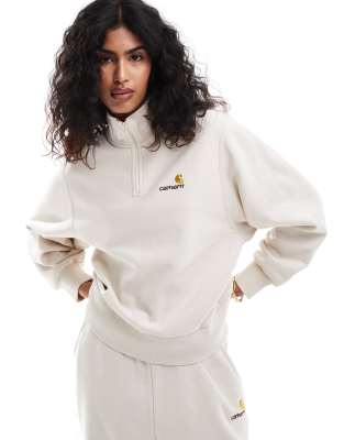 Carhartt WIP Carhartt WIP co-ord american script half zip sweatshirt in cream-White