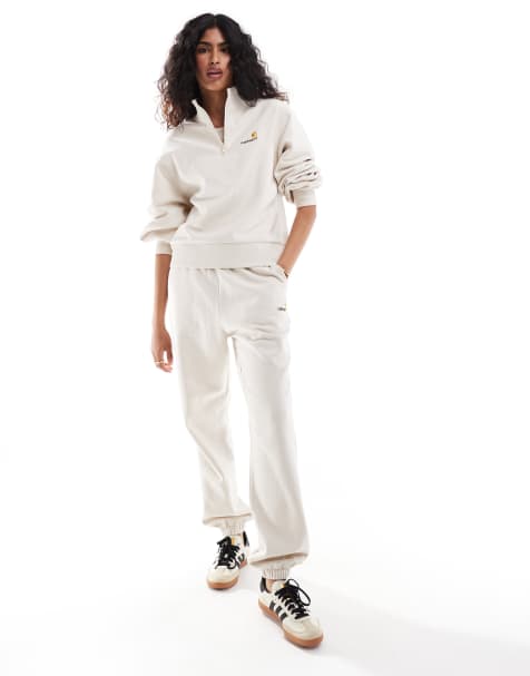 Carhartt WIP co-ord american script joggers in cream - view 1