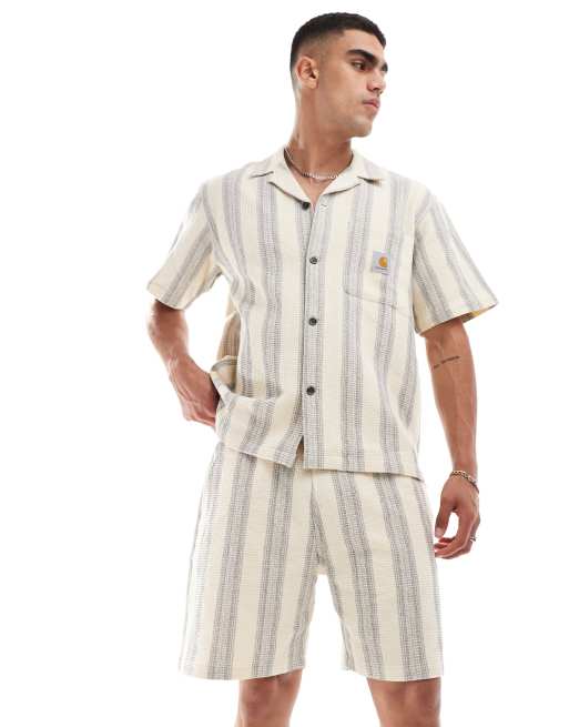 Carhartt WIP co-ord dodson stripe short in ecru, 3 of 5