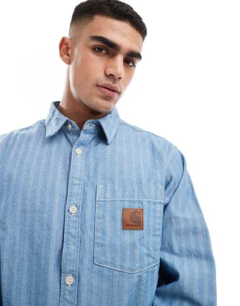 Carhartt WIP co-ord herringbone denim overshirt jacket in dark blue - view 1