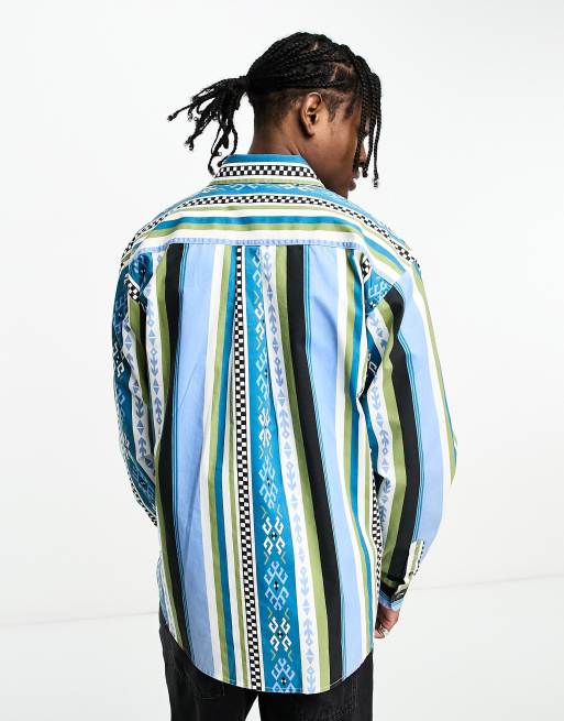 Carhartt WIP - Coba - Langærmet blå skjorte med aztekerprint, 2 af 4