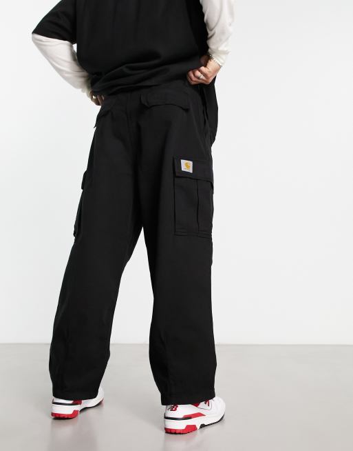 Carhartt WIP – Cole – Czarne luźne bojówki o regularnym kroju