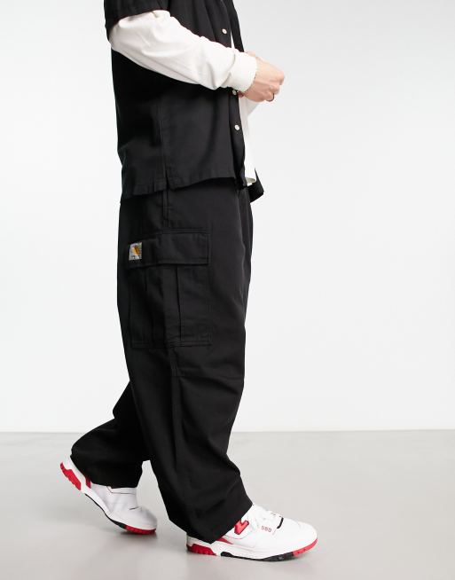 Carhartt WIP – Cole – Czarne luźne bojówki o regularnym kroju, 2 z 4