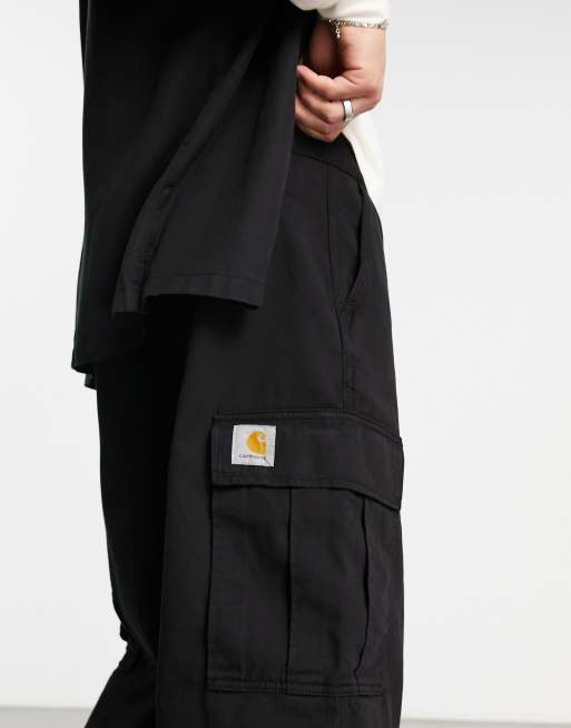 Carhartt WIP – Cole – Czarne luźne bojówki o regularnym kroju, 3 z 4