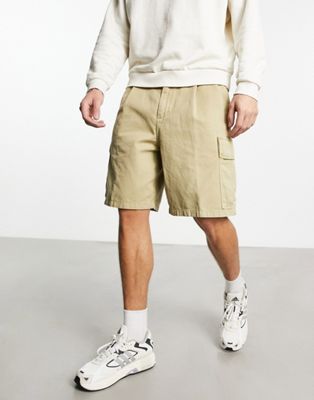 Carhartt WIP cole relaxed garment dyed cargo shorts in beige