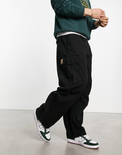 Carhartt WIP – Cole – Svarta, avslappnade cargobyxor 