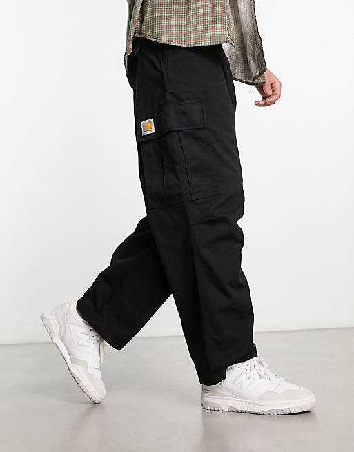 Carhartt WIP cole wide leg cargo pants in black | ASOS