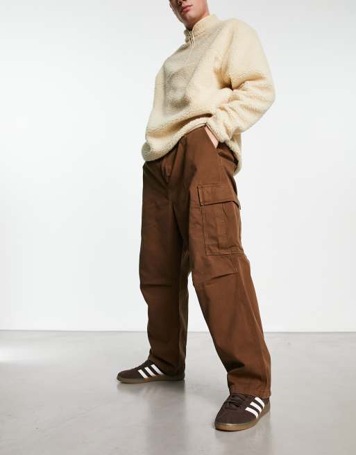 Carhartt WIP cole wide leg cargo pants in brown