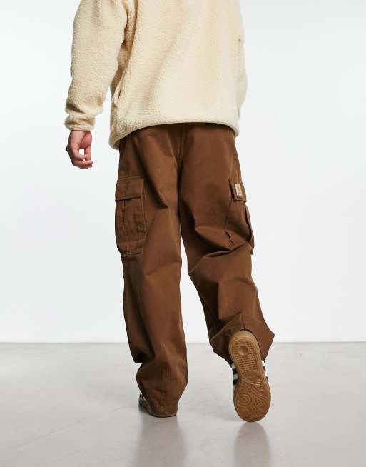 Carhartt WIP cole wide leg cargo pants in brown