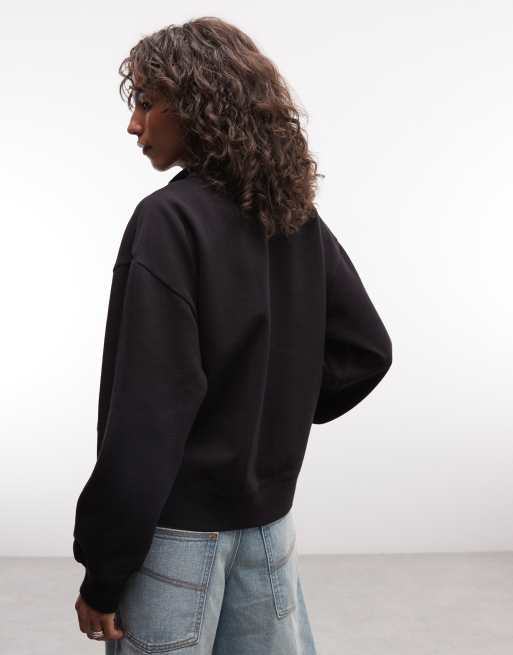 Carhartt WIP - Collegiate WIP - Giacca in jersey nera con zip e collo a imbuto, 4 di 4