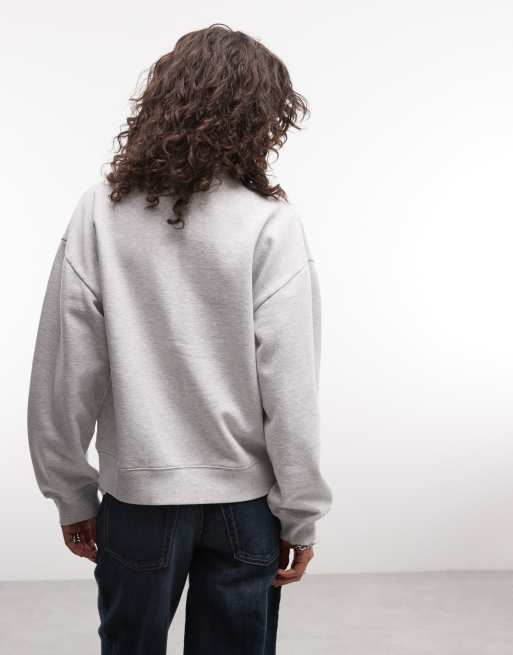 Carhartt WIP collegiate WIP zip through funnel neck jersey jacket in ash heather, 4 of 4