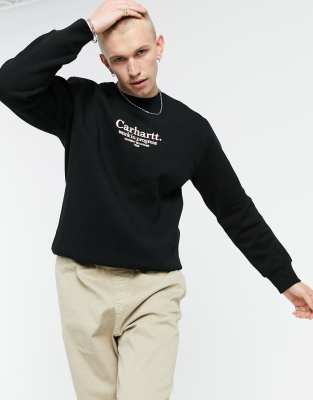 Carhartt WIP commission chest logo sweatshirt in black-Svart