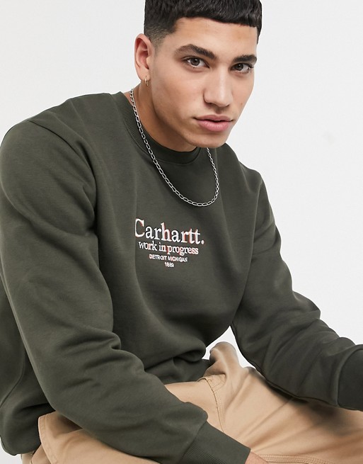 Carhartt WIP commission chest logo sweatshirt in khaki