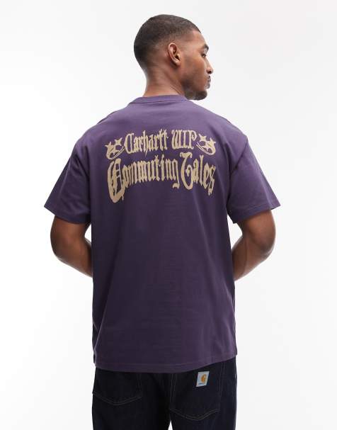 Carhartt WIP commuting tales back print oversized t-shirt in dark purple - view 1