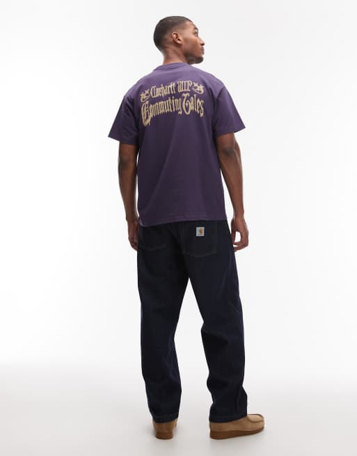 Carhartt WIP – Commuting Tales – Ciemnofioletowy T-shirt oversize, 2 z 5