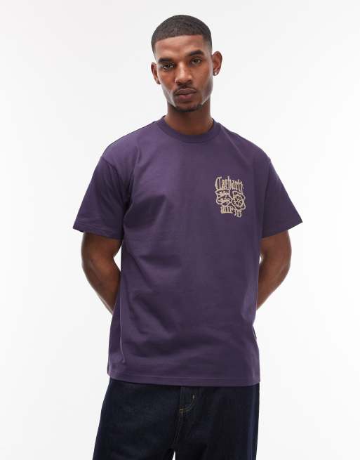 Carhartt WIP – Commuting Tales – Ciemnofioletowy T-shirt oversize, 3 z 5