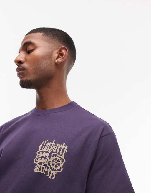 Carhartt WIP – Commuting Tales – Ciemnofioletowy T-shirt oversize, 5 z 5