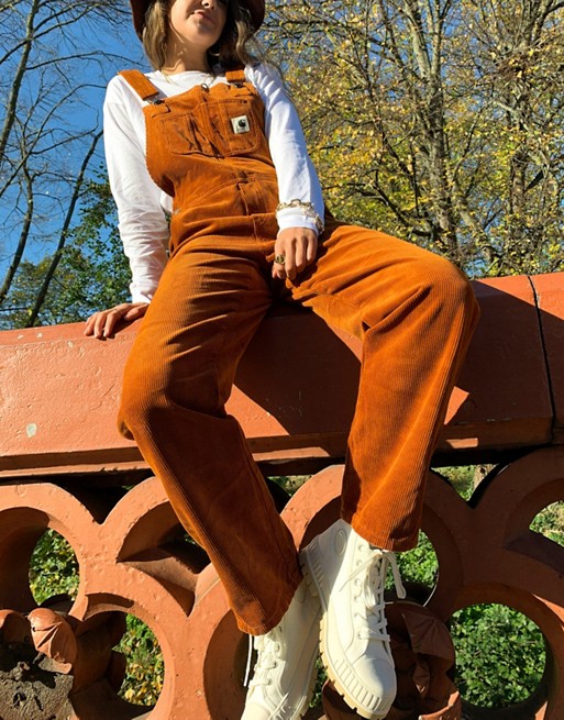 Carhartt Wip cord dungarees with logo patch