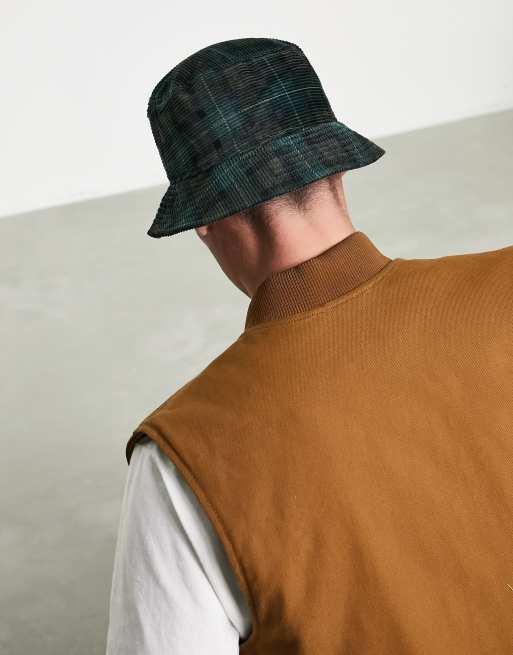 Carhartt WIP corduroy check bucket hat in green | ASOS