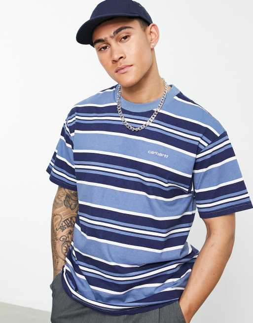 Carhartt WIP corfield stripe T-shirt in blue