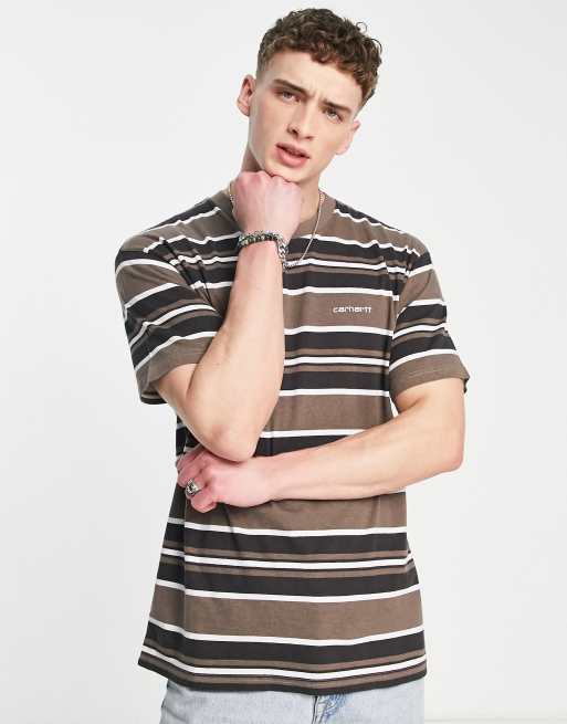 Carhartt WIP corfield stripe t-shirt in brown