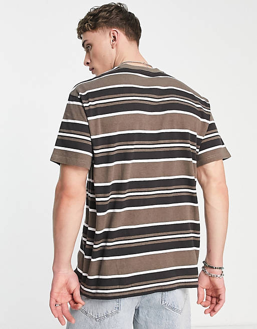 Carhartt WIP corfield stripe t-shirt in brown
