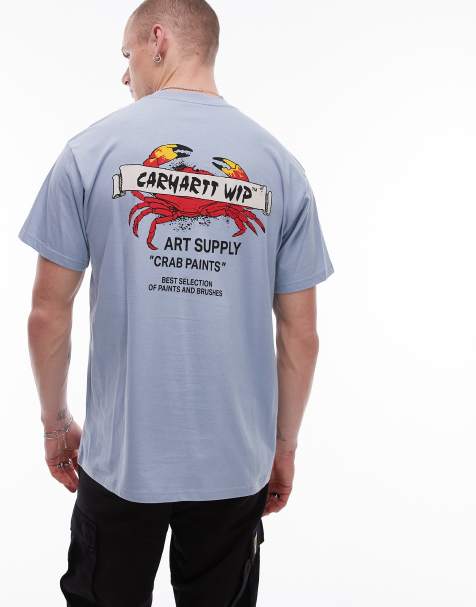 Carhartt WIP crab paint back print t-shirt in dusky blue - view 1