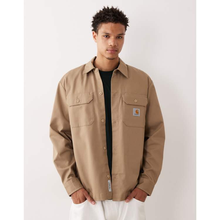 Carhartt WIP craft long sleeve shirt in dark beige | ASOS