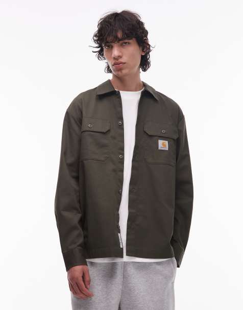 Carhartt WIP craft long sleeve shirt in khaki green - view 1