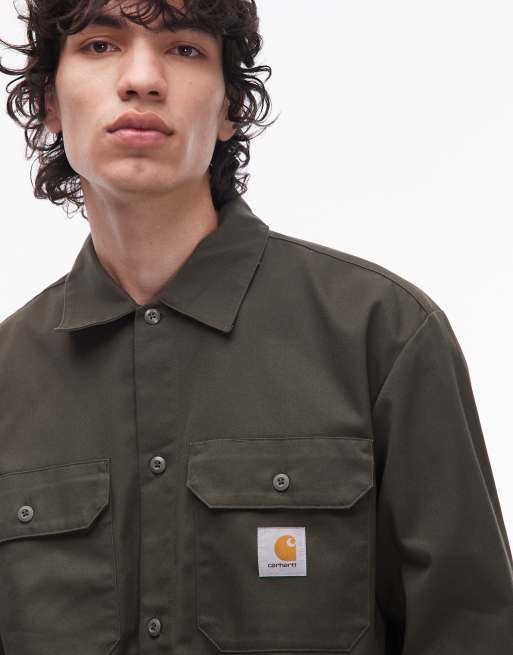 Carhartt WIP craft long sleeve shirt in khaki green | ASOS