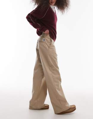 Carhartt WIP Carhartt WIP craft wide fit trousers in beige-Neutral