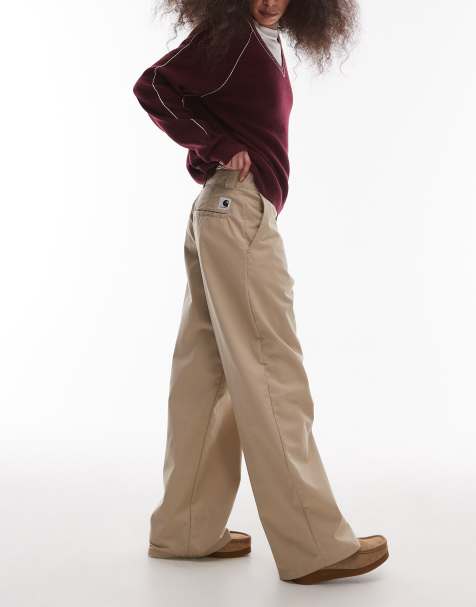 Carhartt WIP craft wide fit trousers in beige